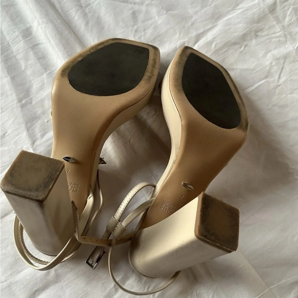 Tony Bianco Detroit Heels Platform Vanilla Capretto Cream 7 $210 - Picture 5 of 7
